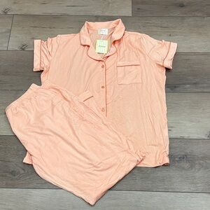 In My Sundays Peach Sherbet Short Sleeve Pant Pajama Set